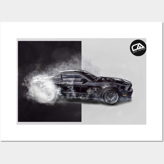 Ford Mustang Burnout Illustration Wall Art by GasAut0s